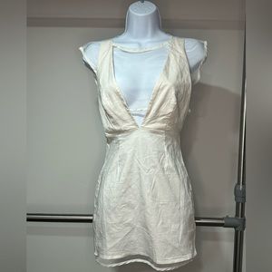 Sexy white mesh cocktail dress